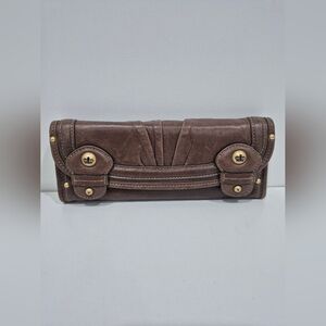 Y2K Vintage Juicy Couture Mad Money Princess Brown Leather Long Trifold Wallet